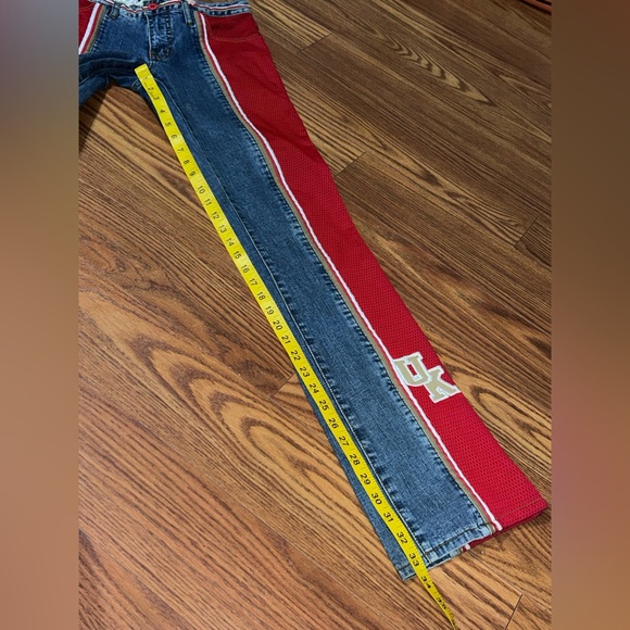 NWT Deadstock Y2K Pepe Red Jersey Embroidered Street Jeans Denim Pants Size 29 - Picture 6 of 13
